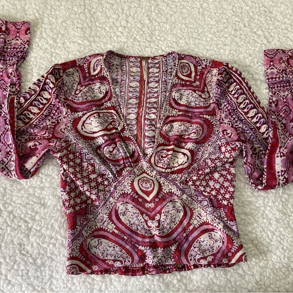 Free People Tops - Free People paisley, pink, red & white dressy top, 100% rayon, size extra small